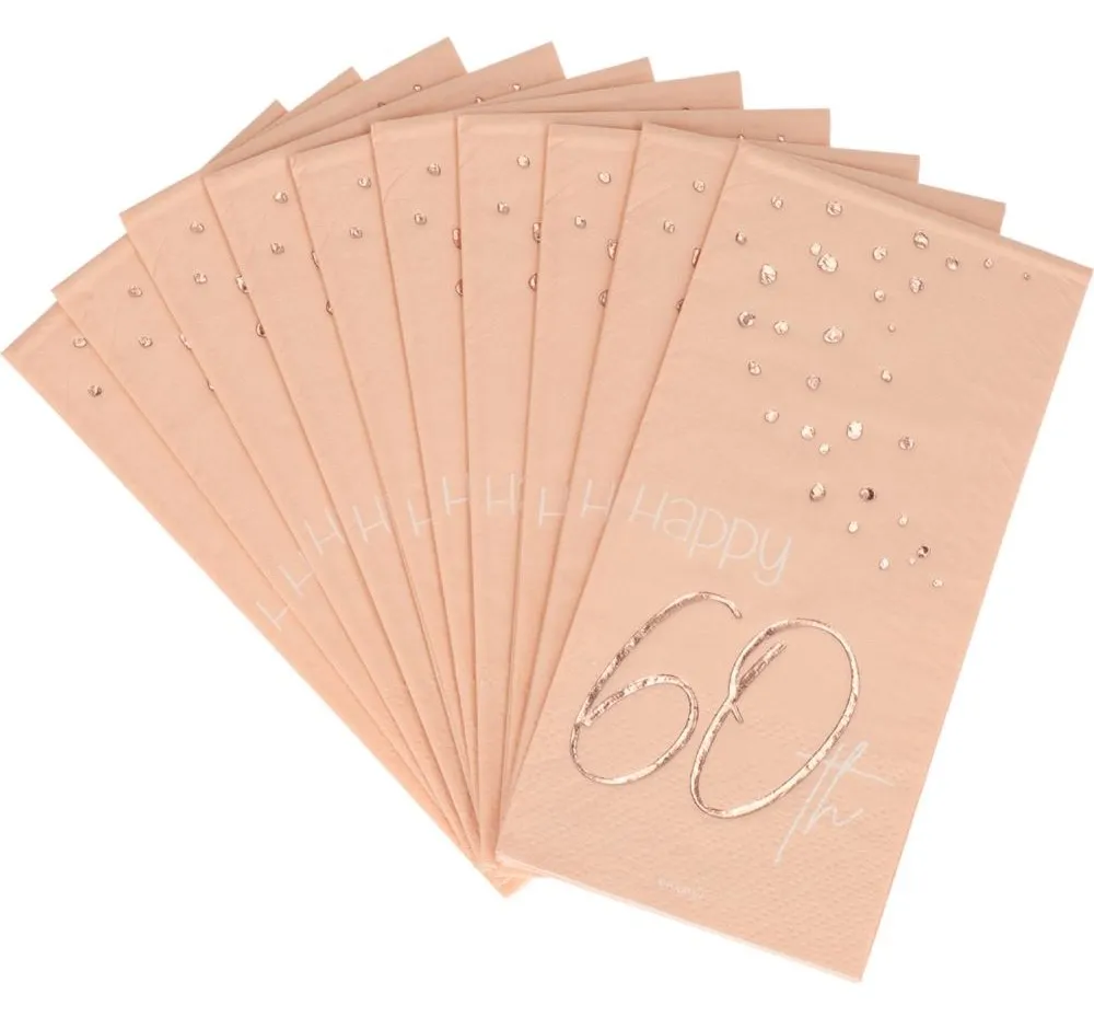 10 tovaglioli 60° compleanno rosa Elegant Blush