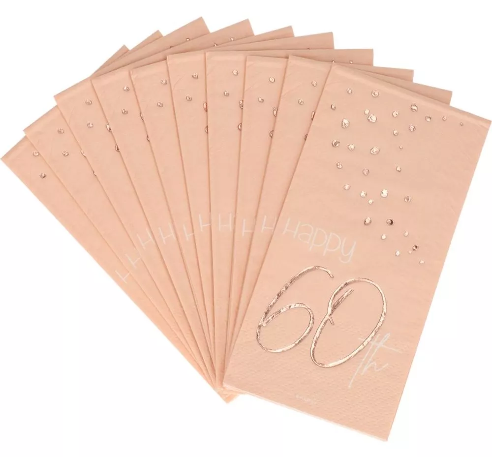 10 tovaglioli 60° compleanno rosa Elegant Blush