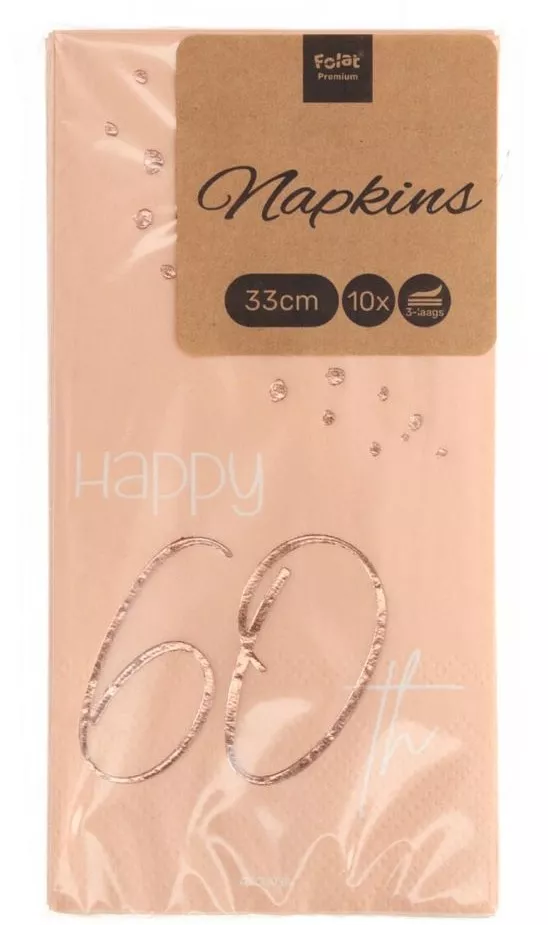 10 tovaglioli 60° compleanno rosa Elegant Blush