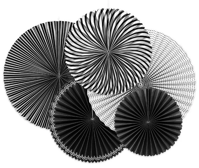 5 rosette decorative Bianco e Nero