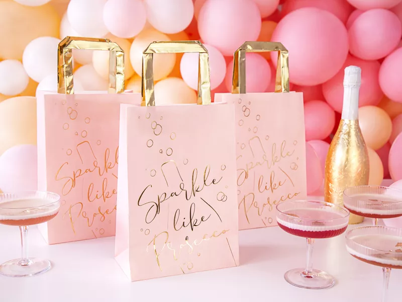 6 sacchetti regalo prosecco oro rosa 18 x 26 cm