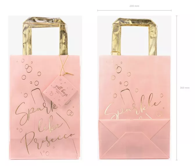6 sacchetti regalo prosecco oro rosa 18 x 26 cm