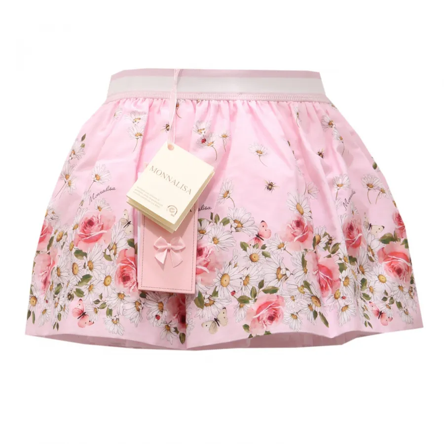 7740AC gonna bimba girl MONNALISA pink cotton skirt kid