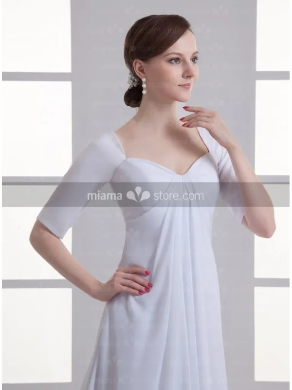 Abito da sposa semplice stile impero premaman in georgette con maniche