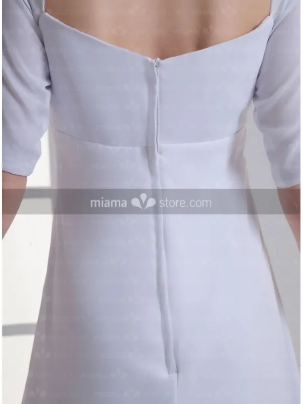 Abito da sposa semplice stile impero premaman in georgette con maniche