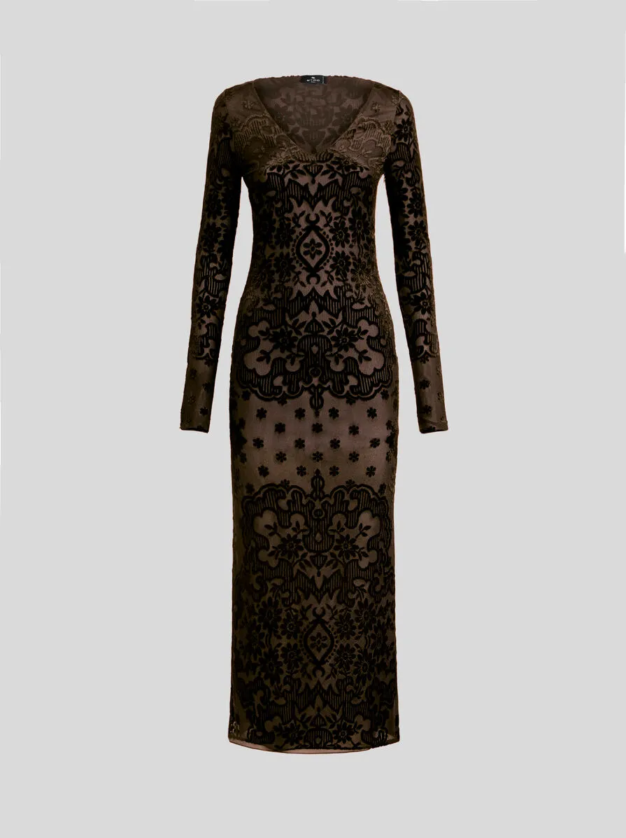 ABITO IN TULLE JACQUARD DI VELLUTO