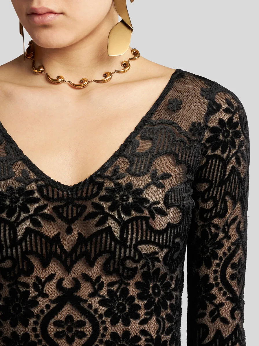 ABITO IN TULLE JACQUARD DI VELLUTO