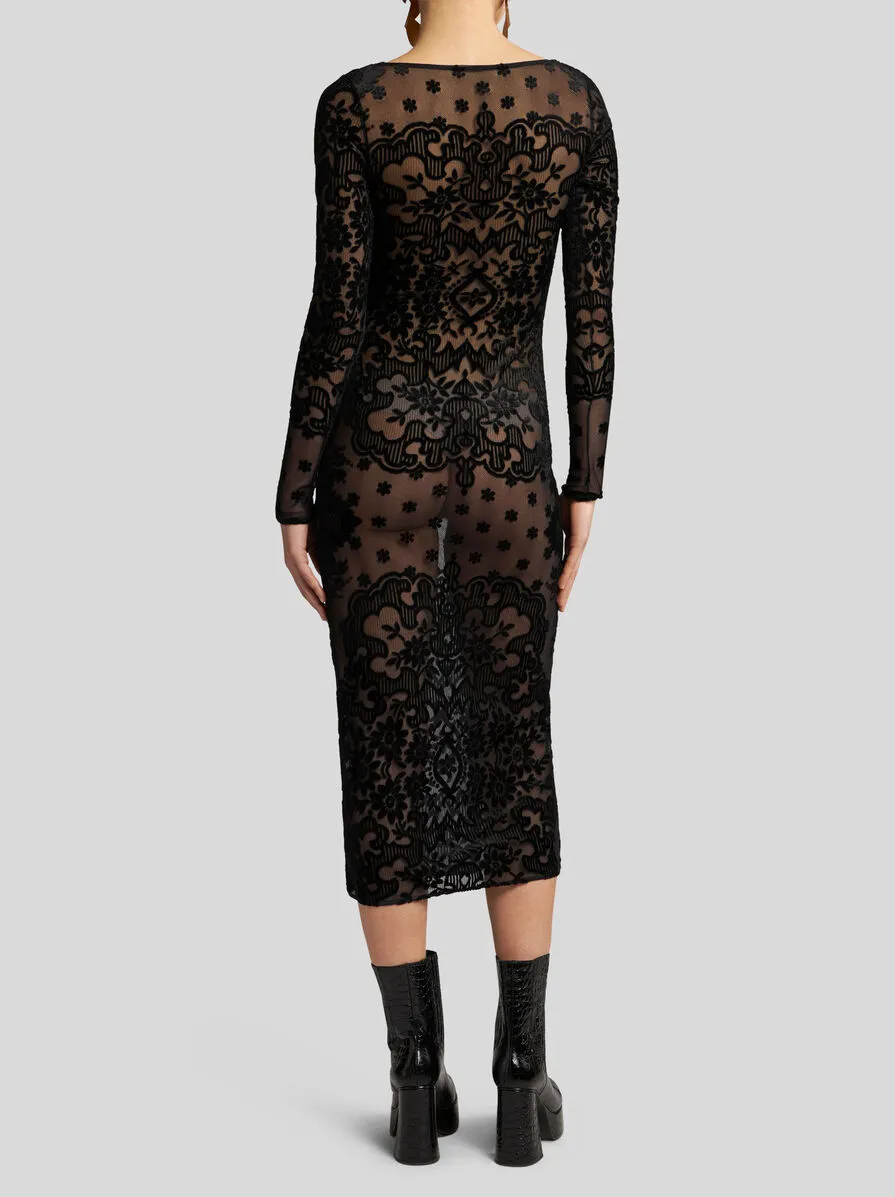 ABITO IN TULLE JACQUARD DI VELLUTO