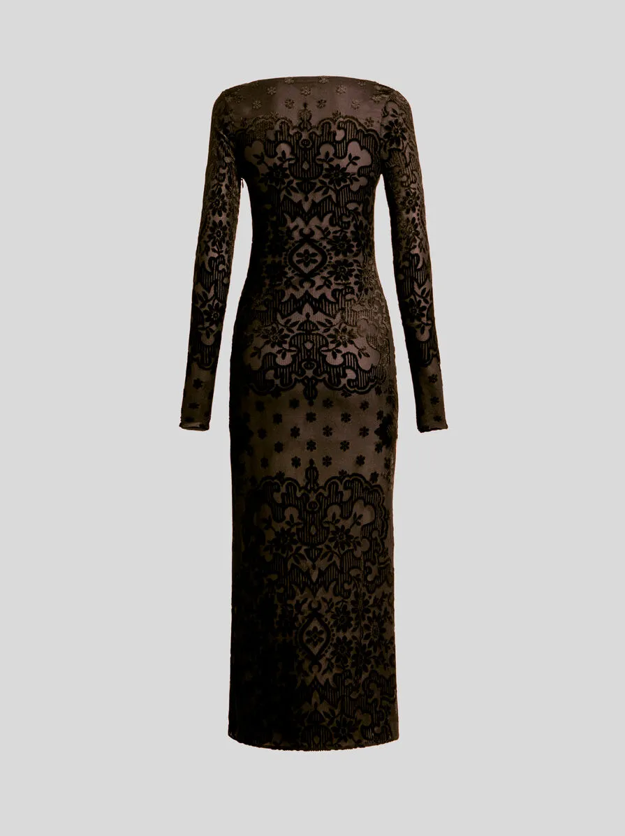 ABITO IN TULLE JACQUARD DI VELLUTO