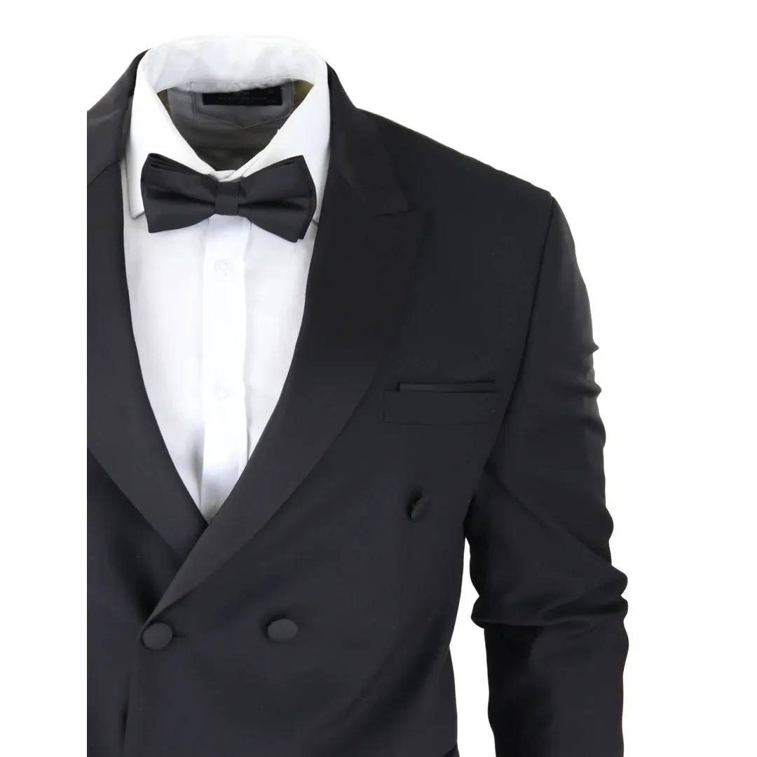 Abito Smoking da Uomo Giacca Doppiopetto e Pantaloni a Righa in Raso stile Classico