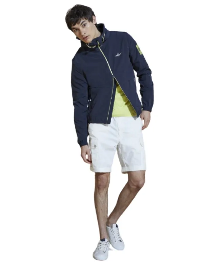 AERONAUTICA  MILITARE Giubbino Uomo AB1995 P-EE Giacca a Vento Cappuccio Blu 08323 DARK NAVY