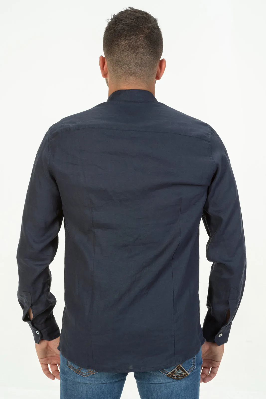  Amalfi Coast Camicia Lino coreana blu Amalfi Coast Made in in Italy  