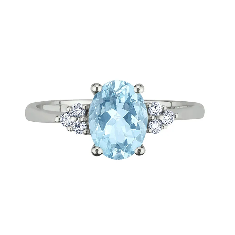 Anello con Acquamarina Ovale e Diamanti – Bibigì