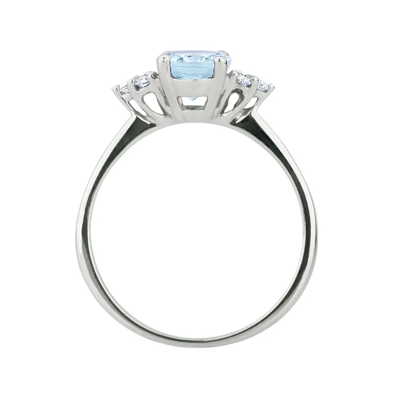 Anello con Acquamarina Ovale e Diamanti – Bibigì