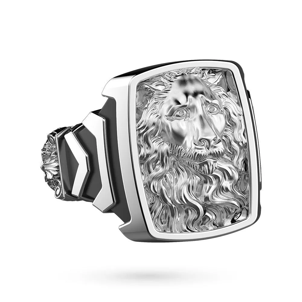Anello testa Leone argento San Lorenzo Genova - Misura 20