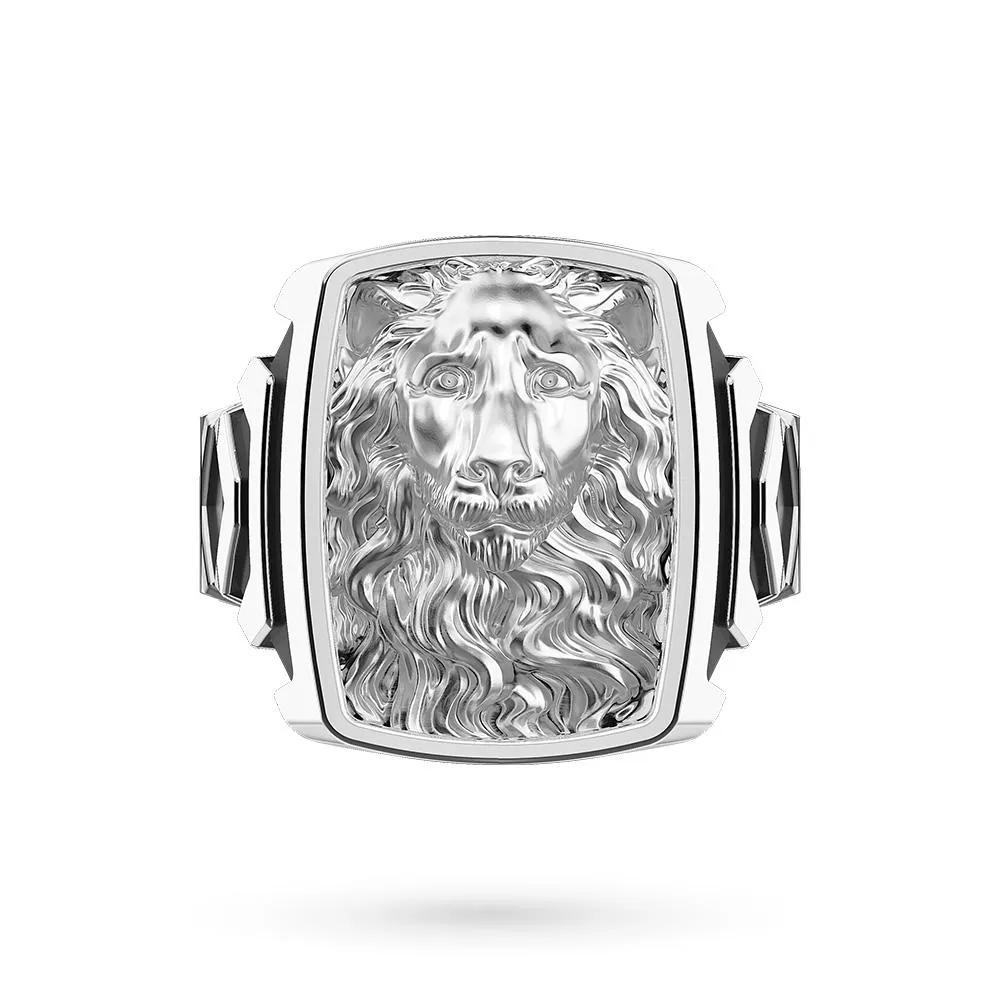 Anello testa Leone argento San Lorenzo Genova - Misura 20