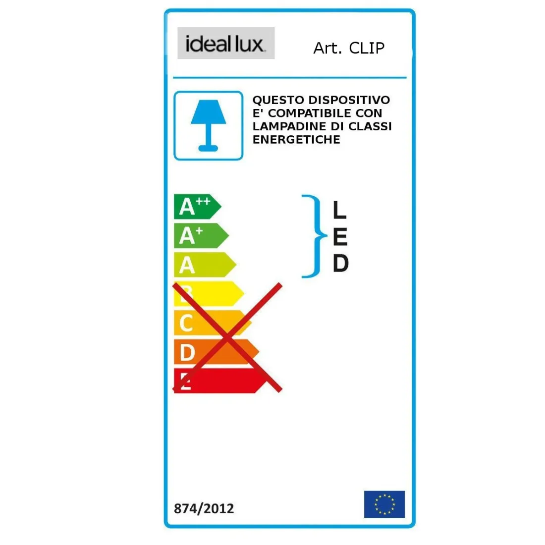 Applique classico Ideal Lux CLIP AP2 MINI 170923 091129 G9 LED metallo biemissione lampada parete