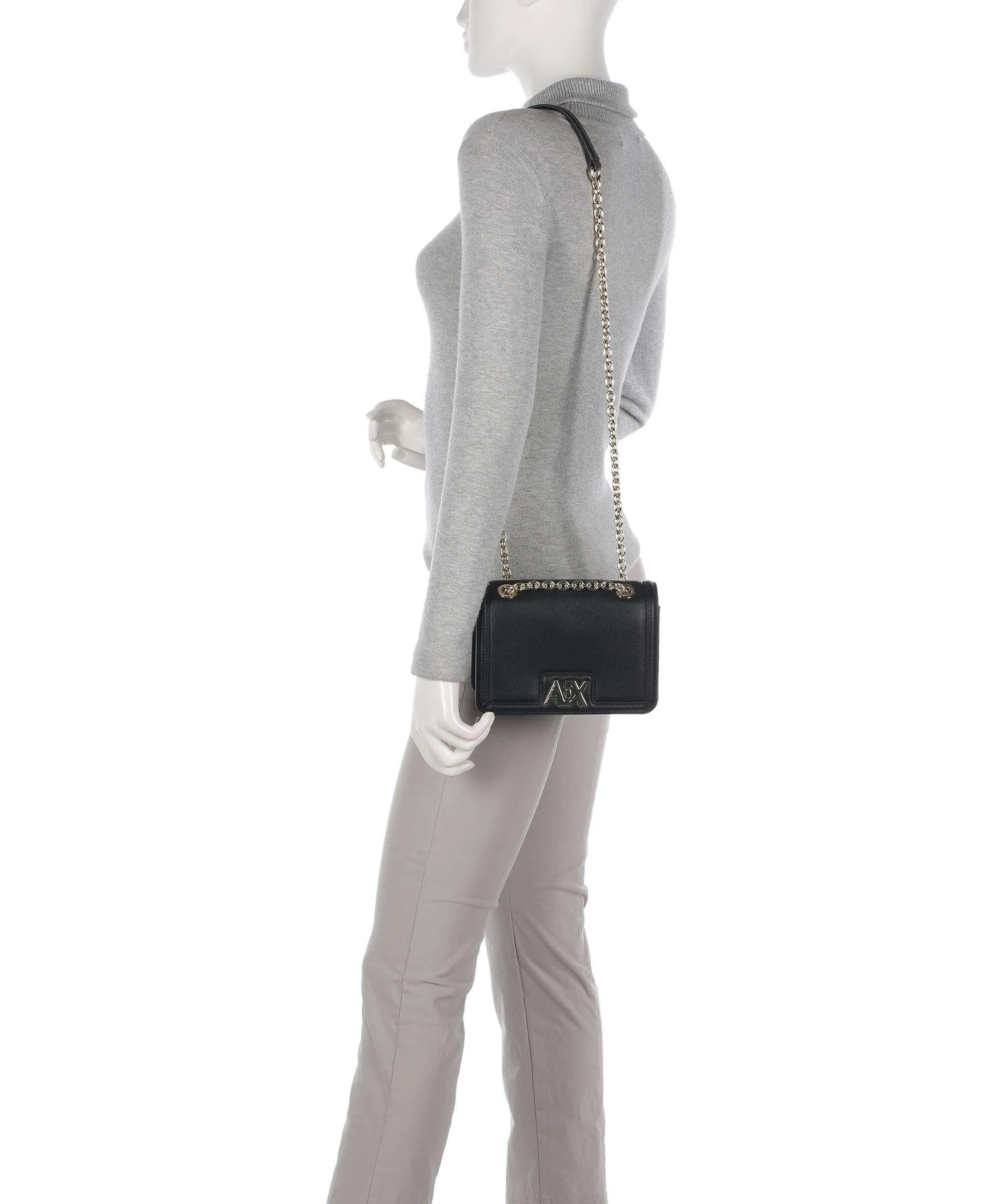  Armani Exchange Borsa a spalla pelle sintetica nero  