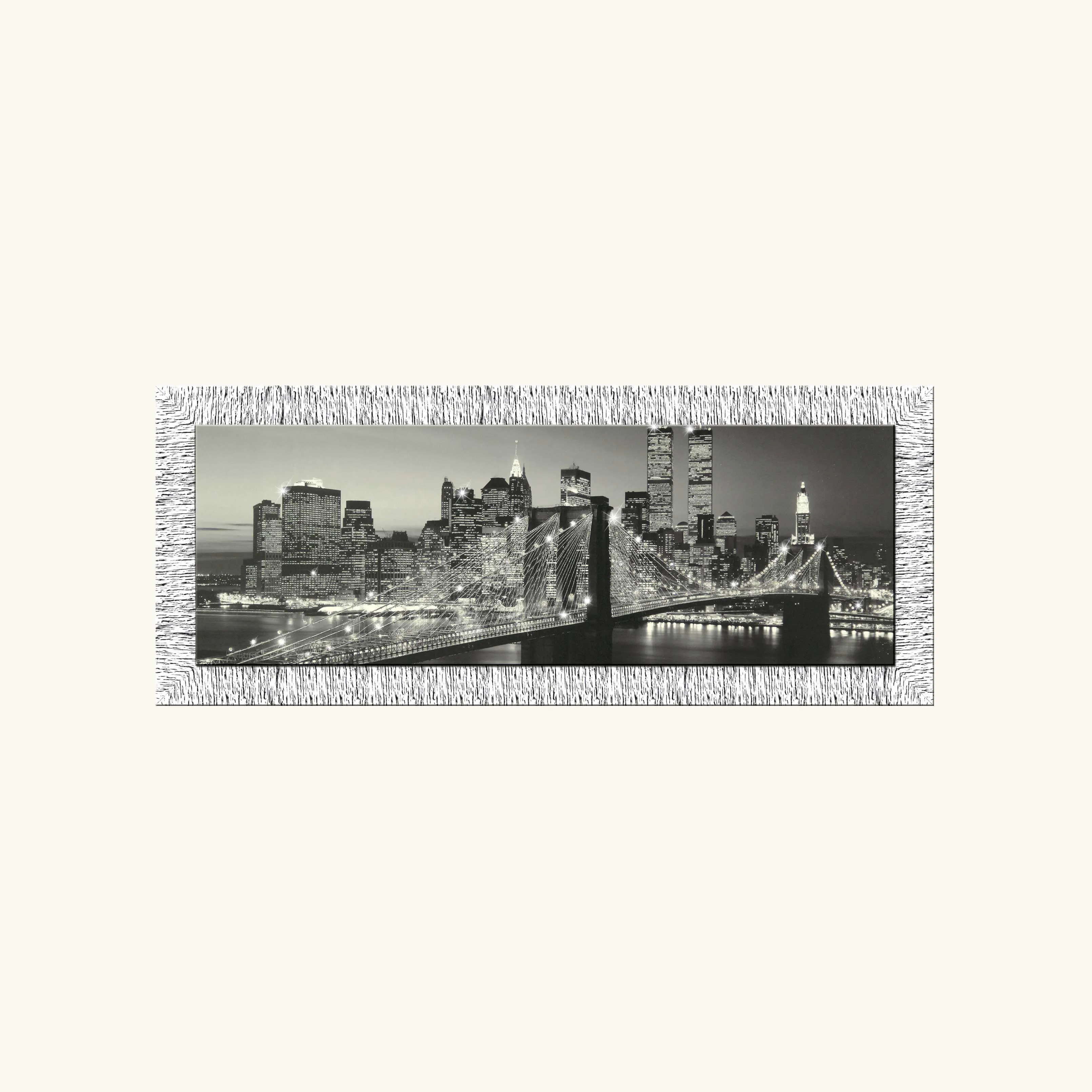 Artitalia  Quadro materico moderno con cornice argento glitterato con strass 154x64