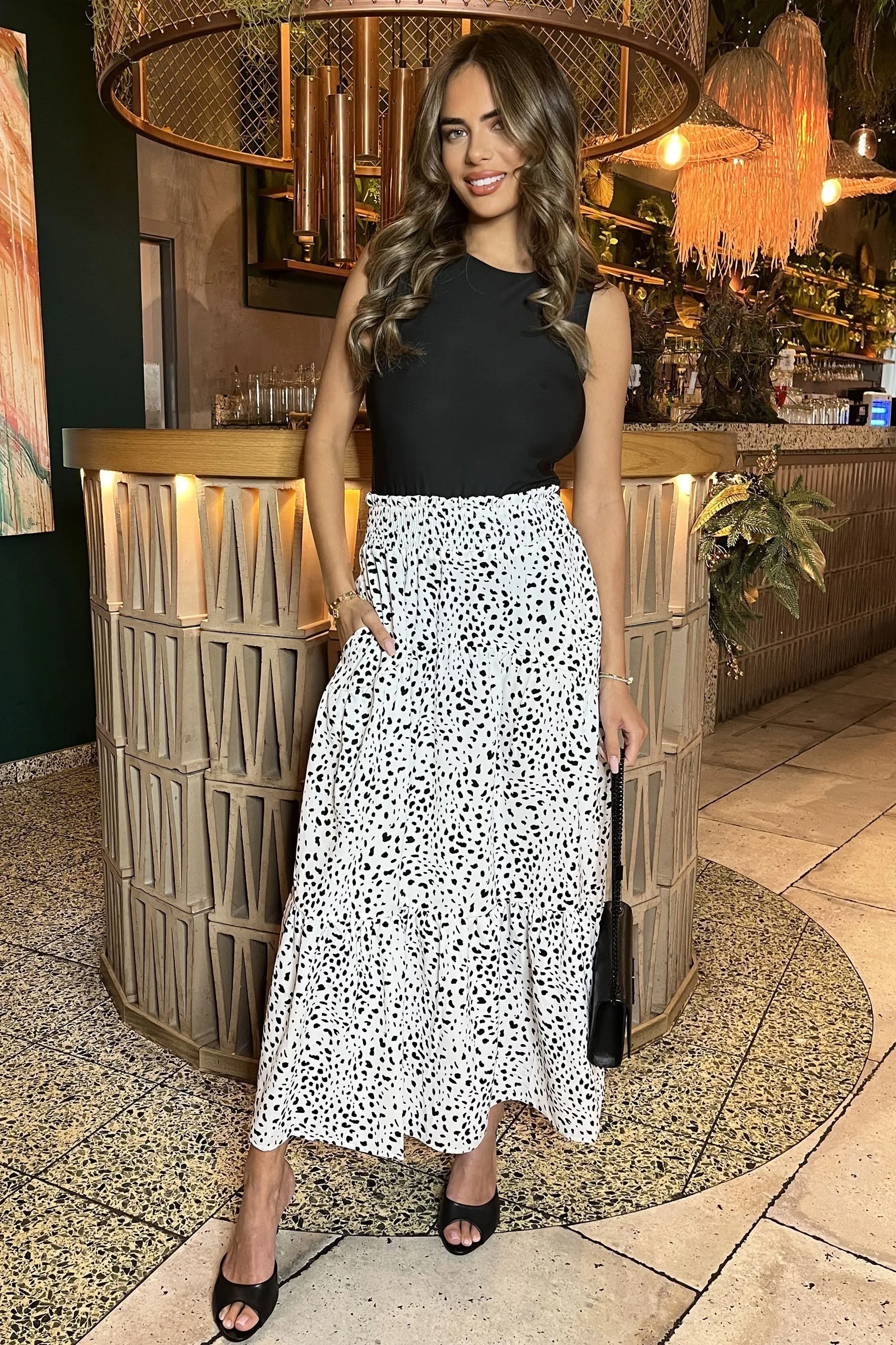 AX Paris Stampa - Gonna maxi con vita arricciata