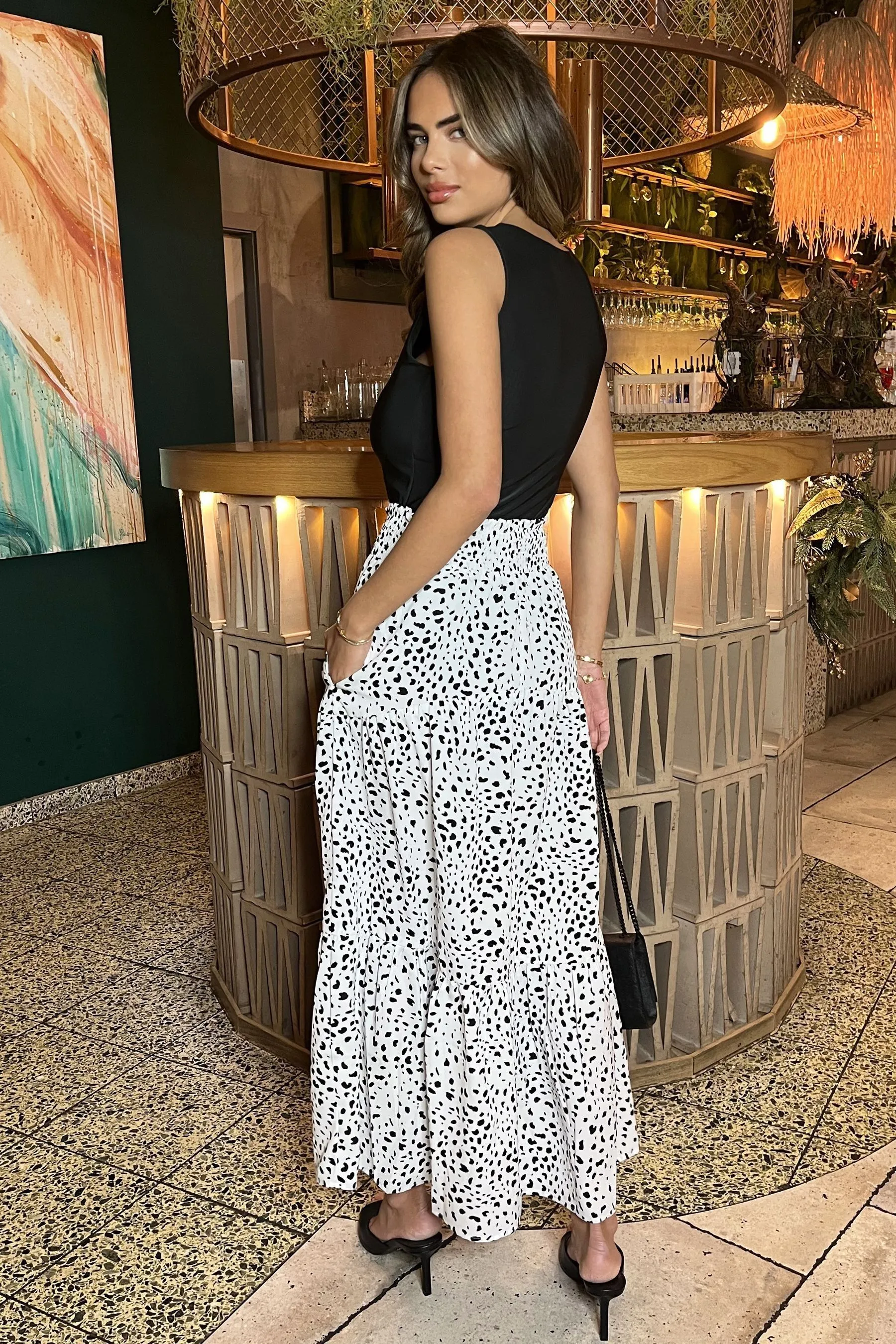 AX Paris Stampa - Gonna maxi con vita arricciata