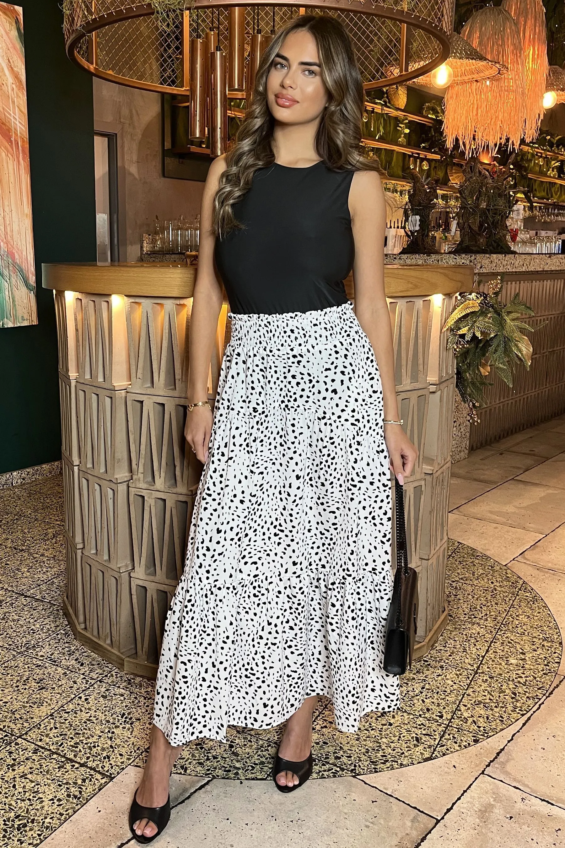 AX Paris Stampa - Gonna maxi con vita arricciata