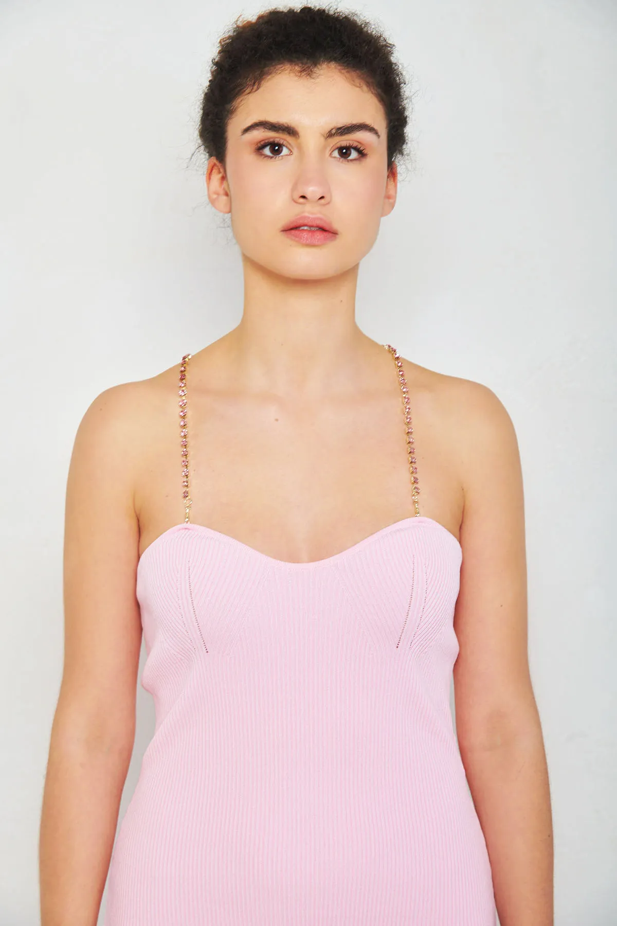 BLUGIRL Top in maglina a costine con spalline di strass