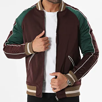 Bomber a righe Bordeaux Verde scuro