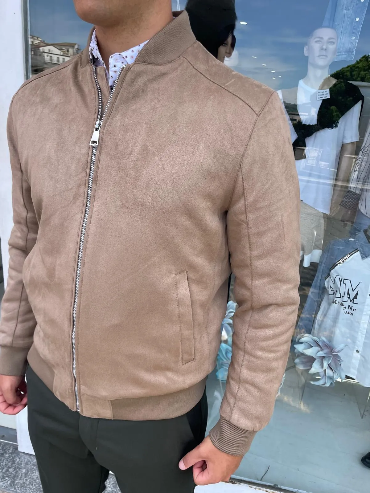 bomber tessuto scamosciato uomo