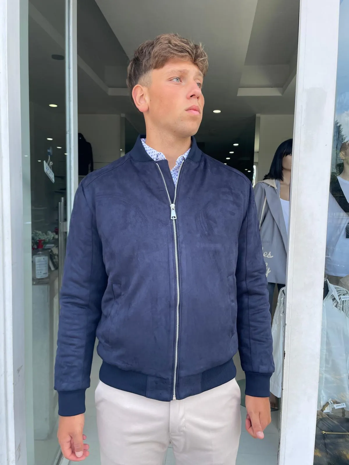 bomber tessuto scamosciato uomo