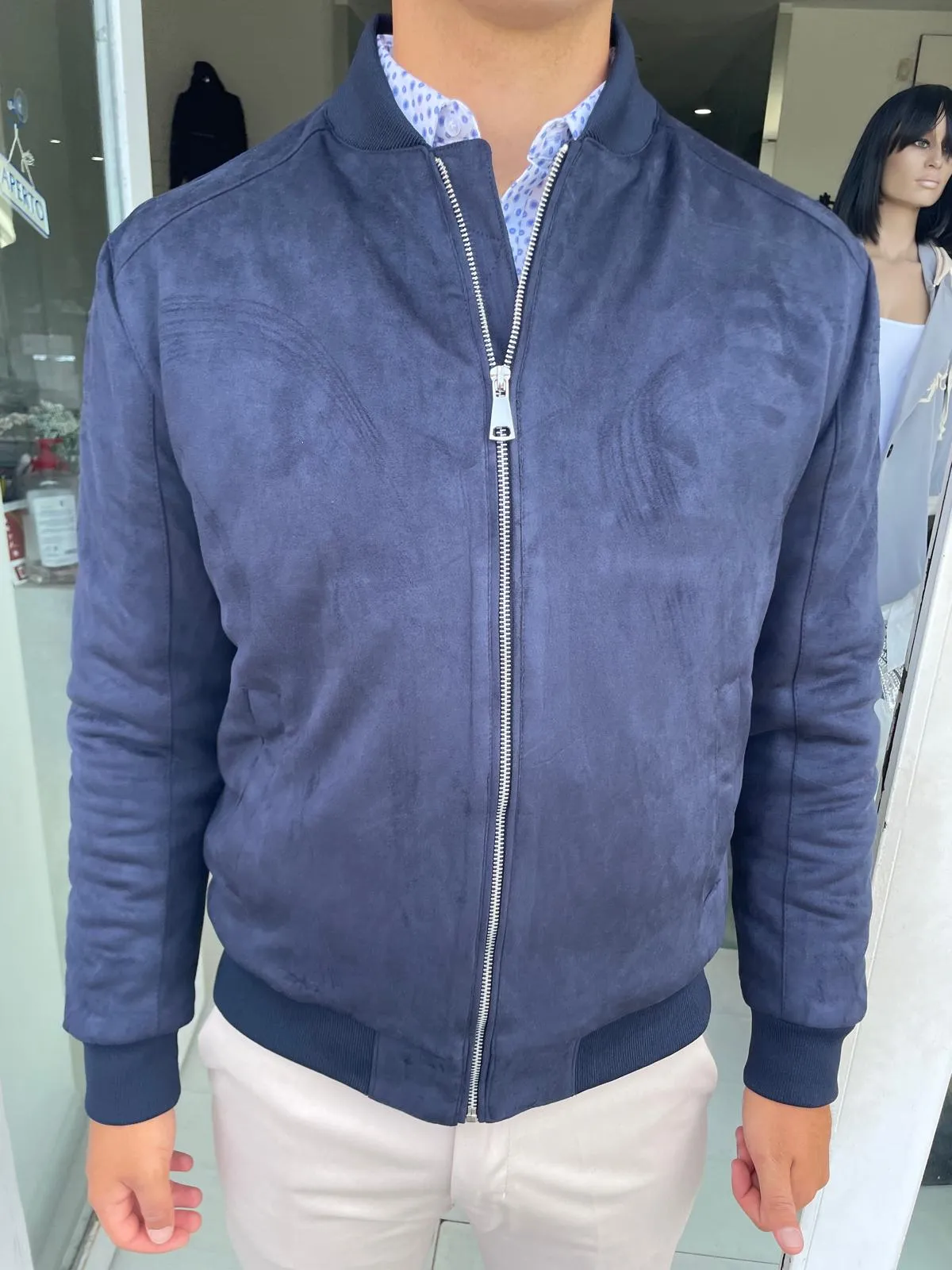 bomber tessuto scamosciato uomo