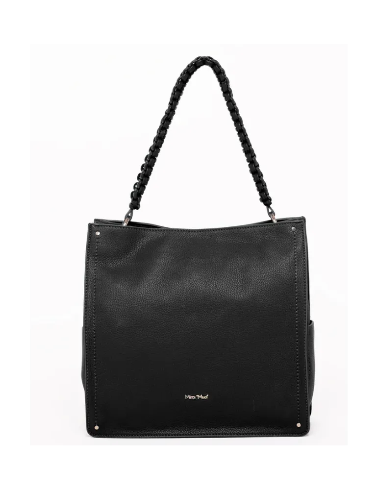 BORSA A SPALLA CON CUCITURE NERO