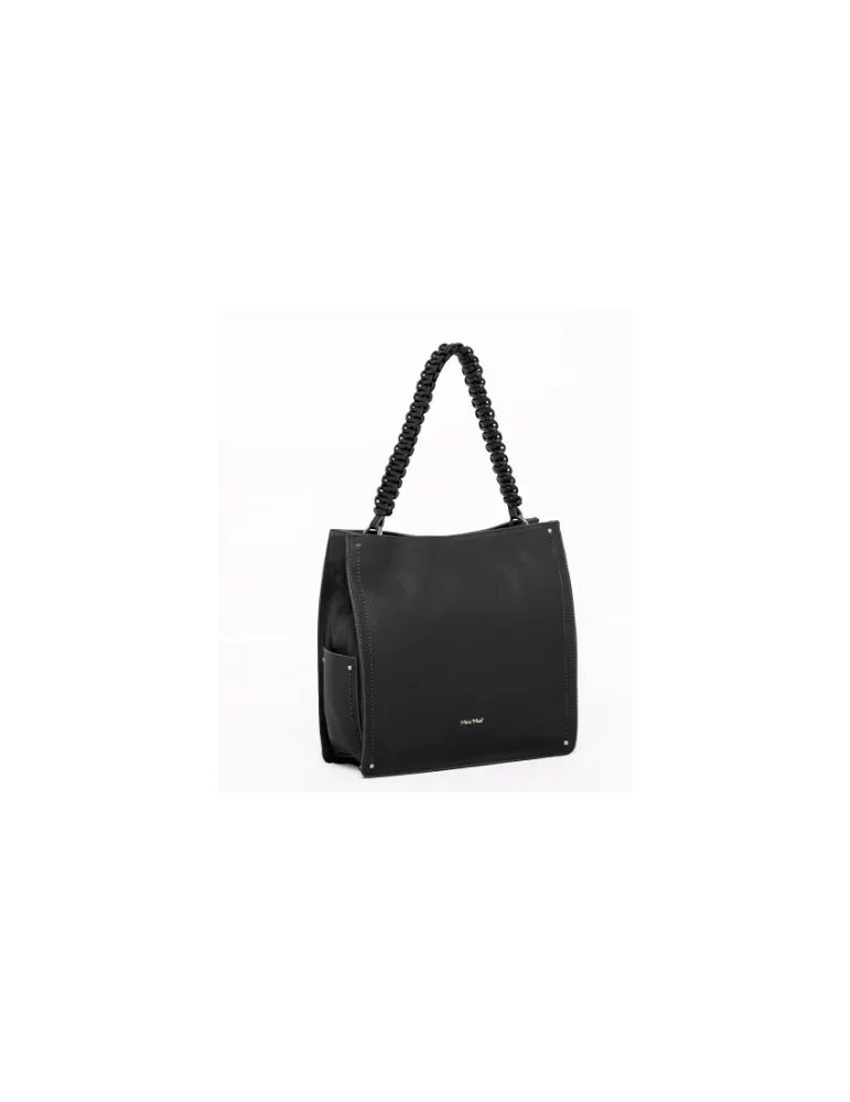 BORSA A SPALLA CON CUCITURE NERO