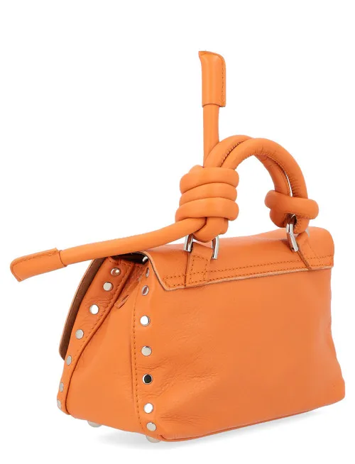Borsa Zanellato Postina Piuma Knot Baby in pelle arancione
