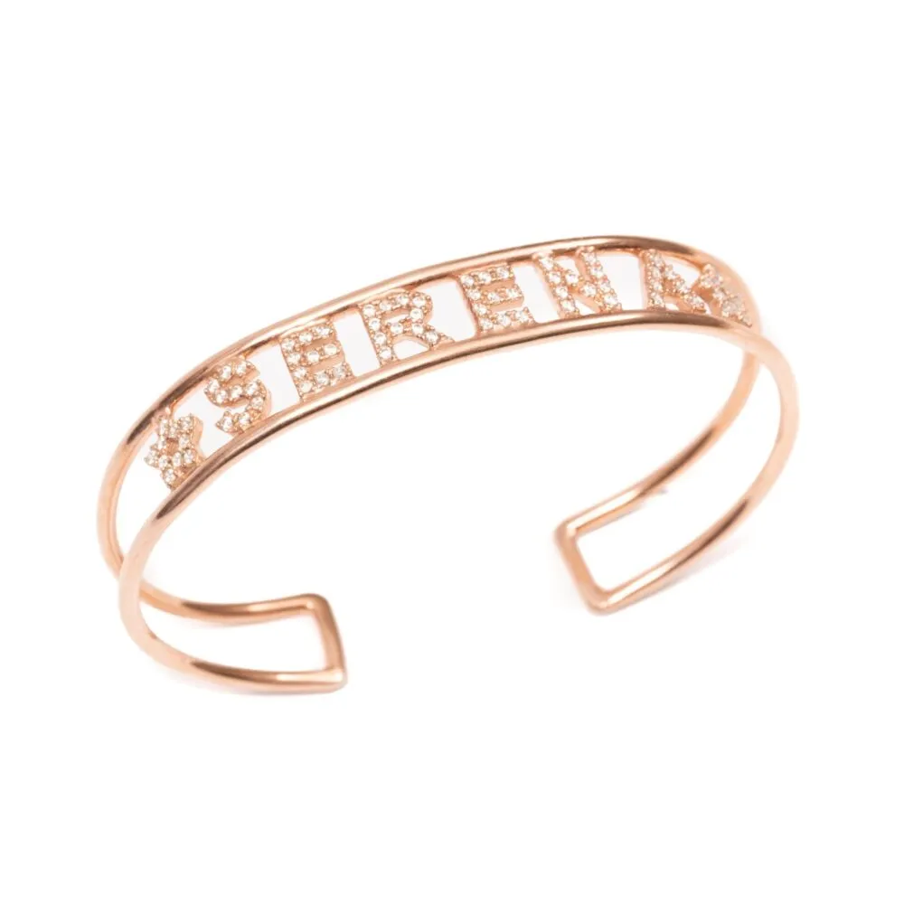 Bracciale Rigido Manetta Nome Personalizzabile in Argento 925