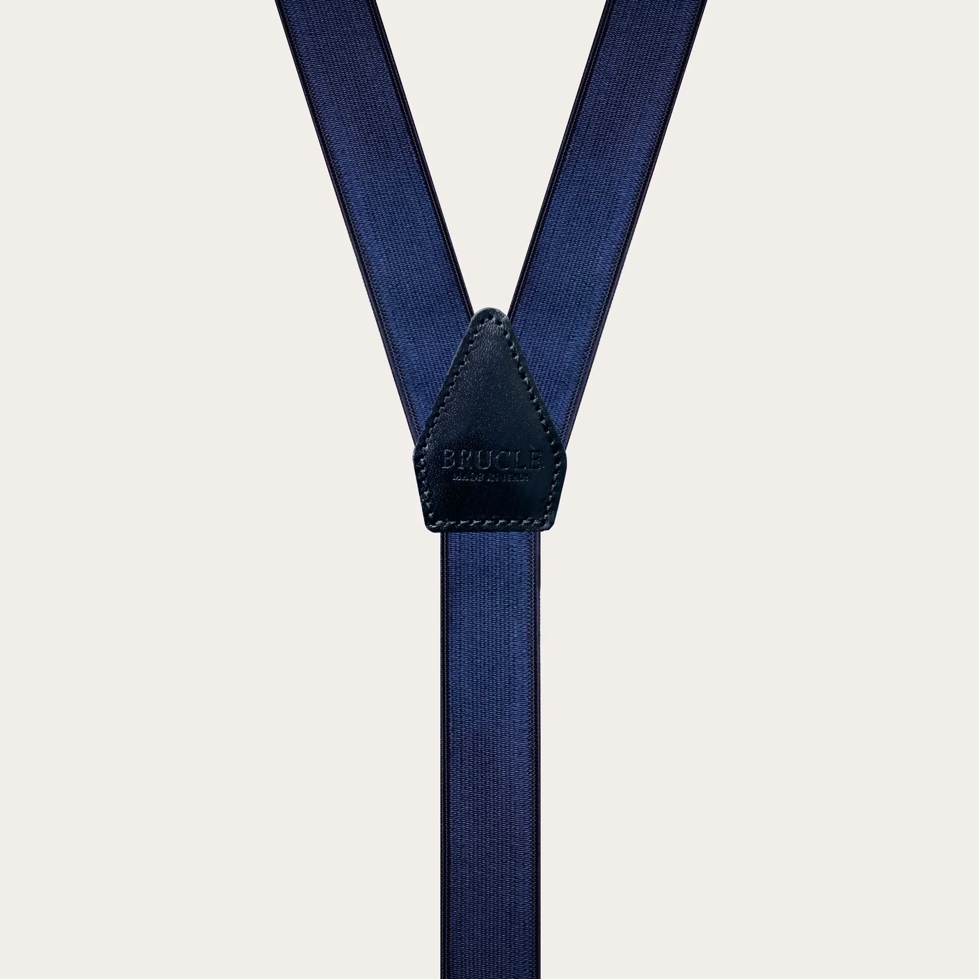 Bretelle blu con asole per bottoni in raso