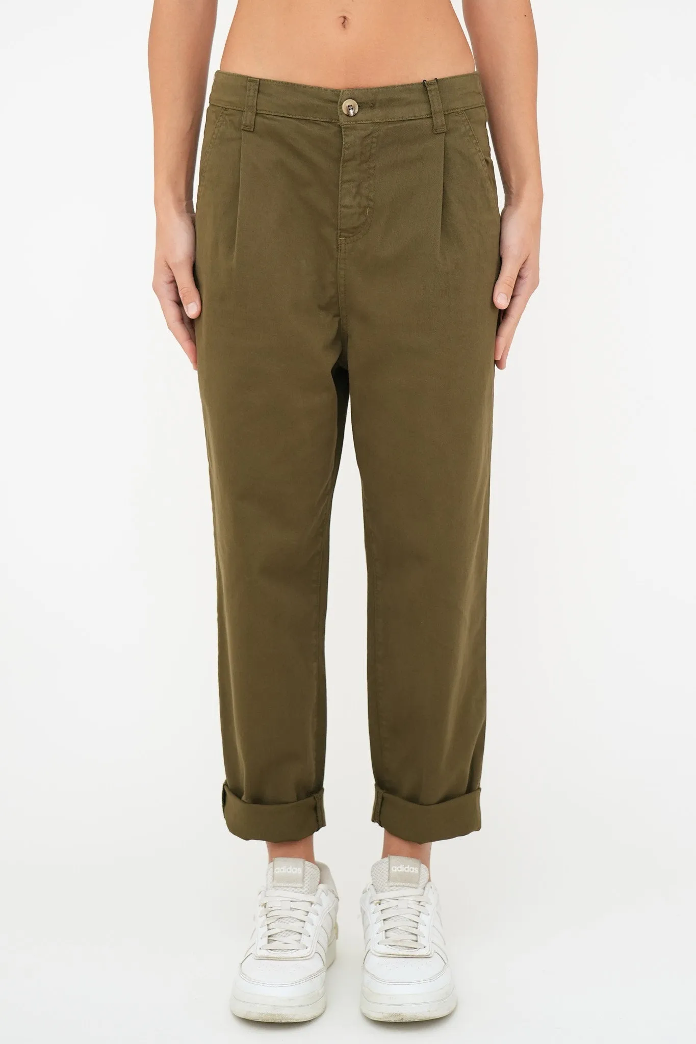 Bulier-Pantalone boyfriend SALLY cotone elite - Verde Militare