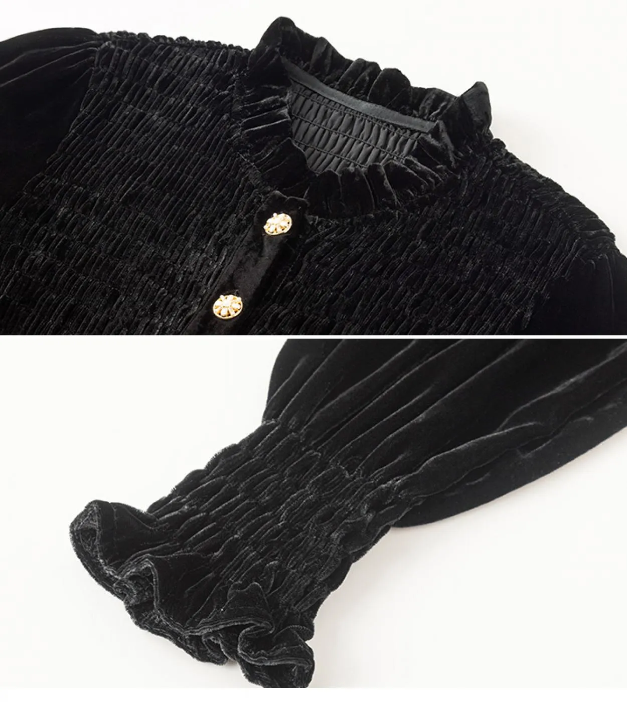 Camicia da donna in velluto autunno e inverno moda Nuova camicetta elegante plissettata slim fit Top da donna a maniche lunghe 1