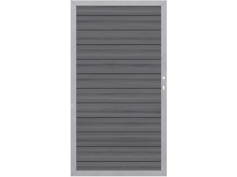 Cancello recinzione frangivista System Platinum WPC apertura dx 98x180 cm