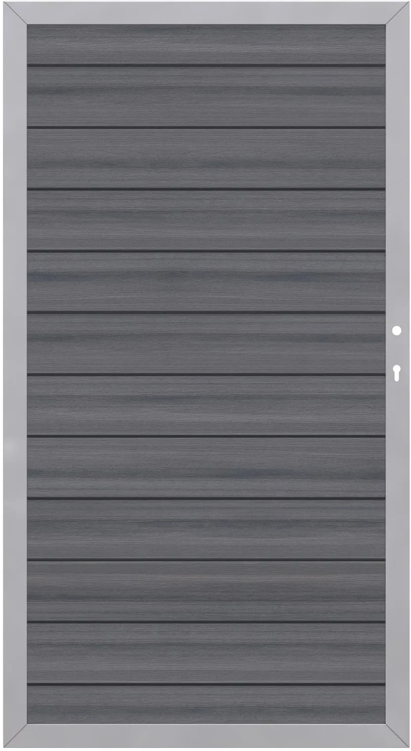 Cancello recinzione frangivista System Platinum WPC apertura dx 98x180 cm