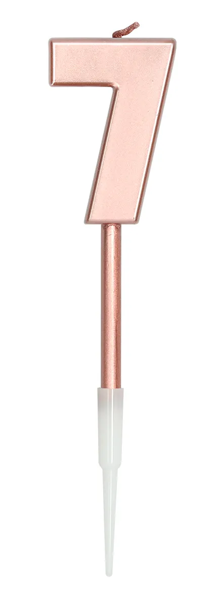 Candela numero 7 rosa oro 14cm