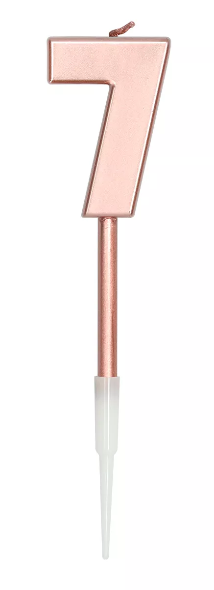 Candela numero 7 rosa oro 14cm