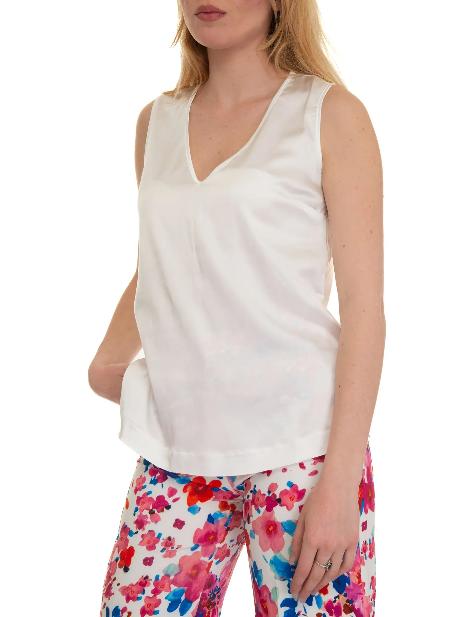 Canotta svasata Bianco Maria Bellentani Donna