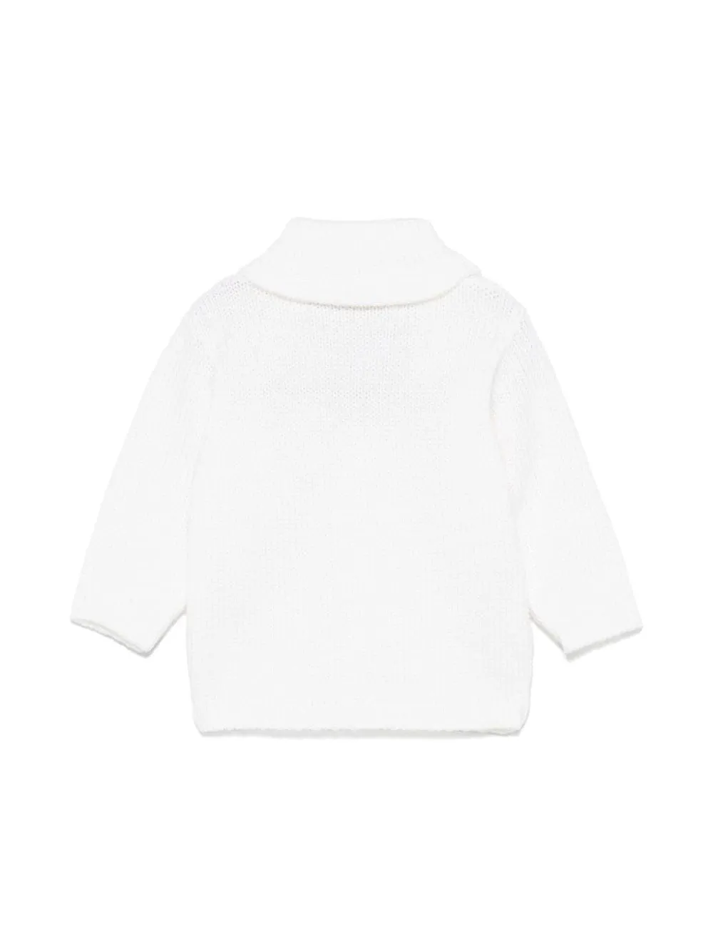 Cardigan in cashmere per neonato La Stupenderia bianco con chiusura frontale con bottoni revers