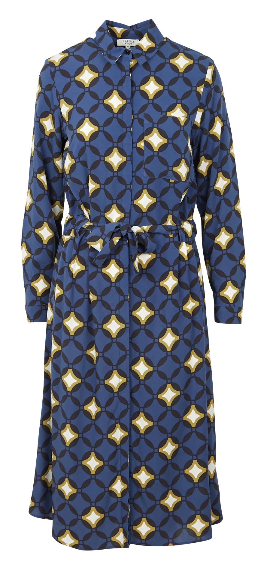  CAROLL   MAYA - Abito midi con collo classico stampato | Blu