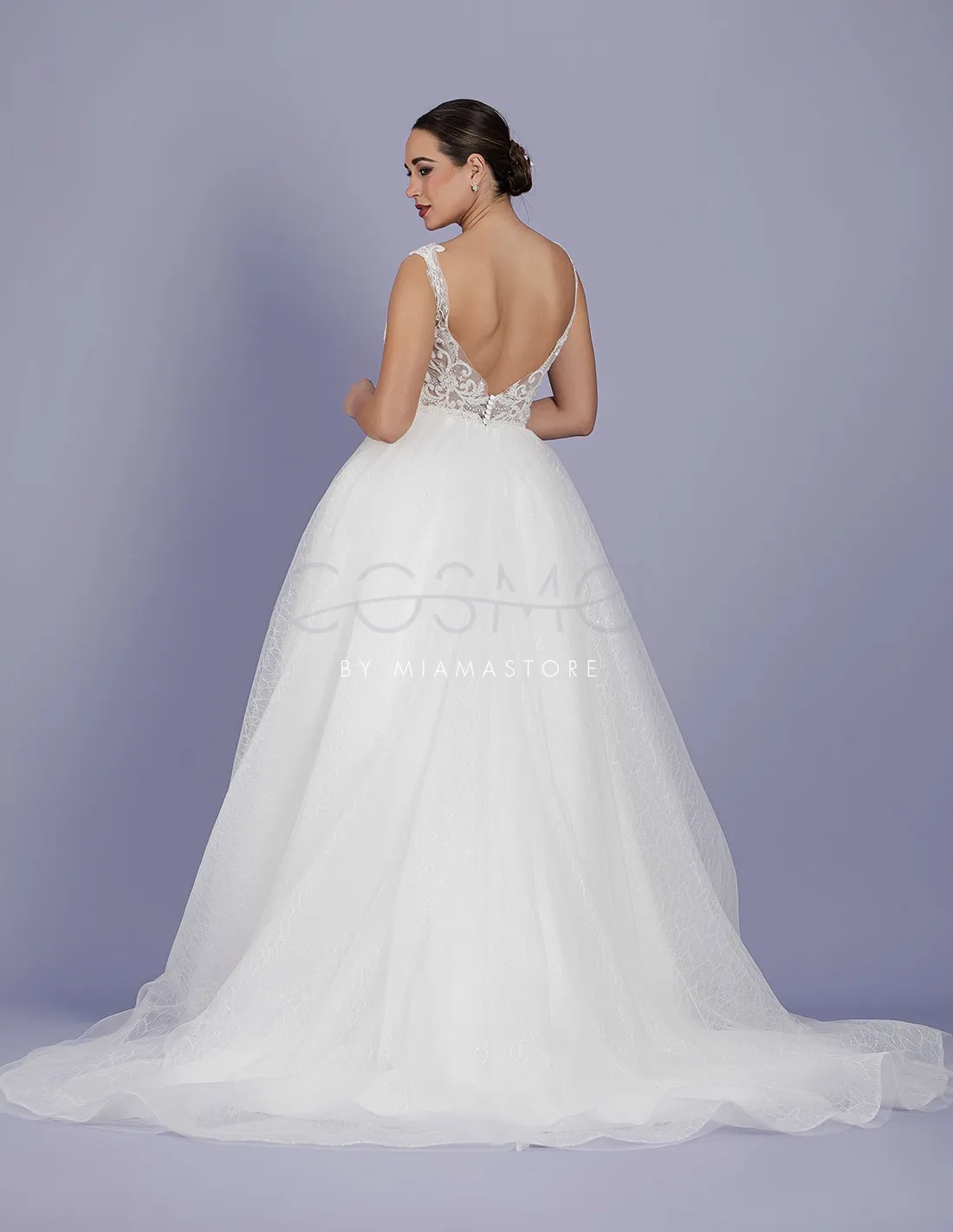 CASSIOPEA - abito da sposa A-line con corpetto pieno di perline e gonna glitter