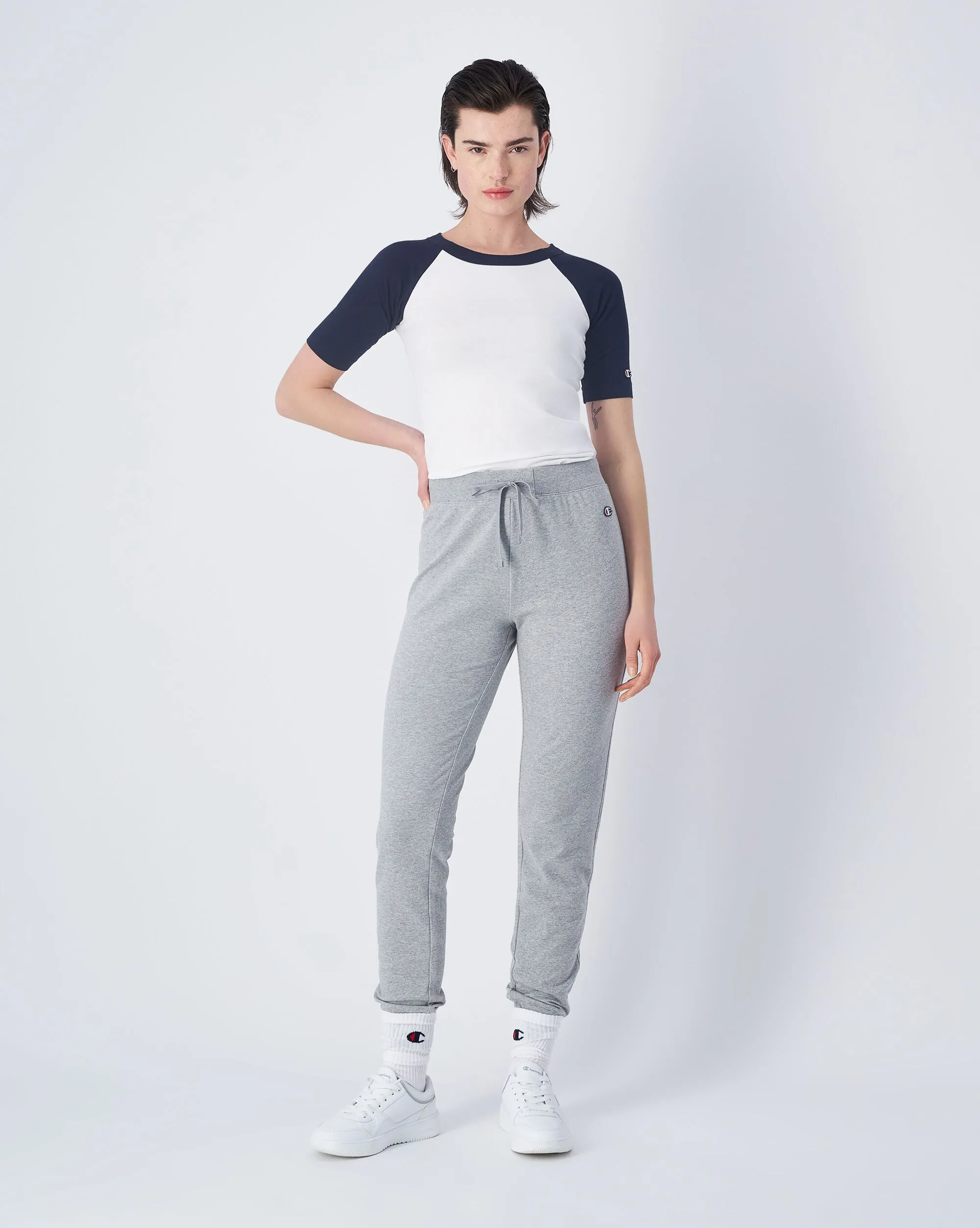 Champion Pantaloni Da Tuta C Logo Patch Grigio Donna