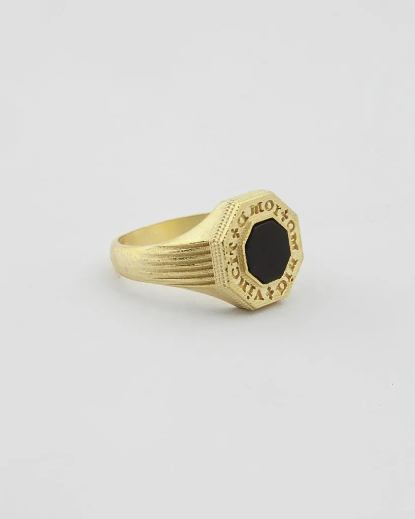 Chevalier omnia vincit amor onice argento placcato oro Nove25 Mis.14