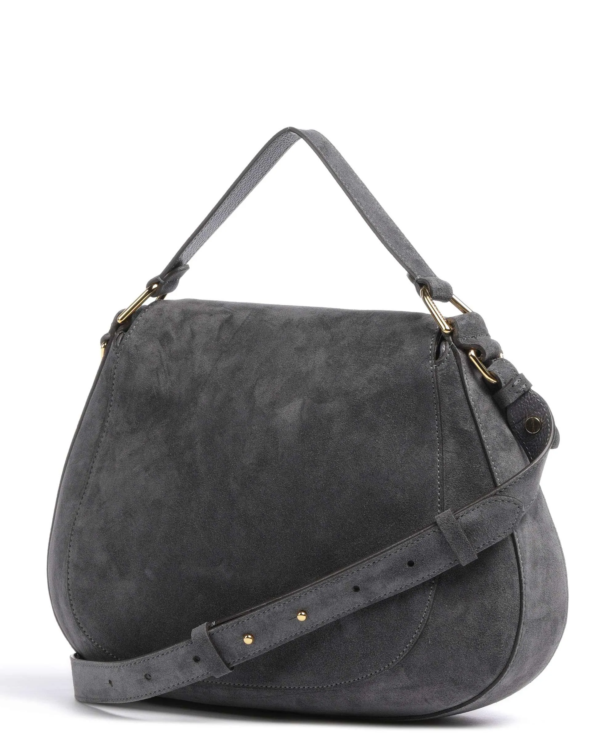  Coccinelle Sole Suede Borsa hobo pelle bovina ruvida grigio scuro  