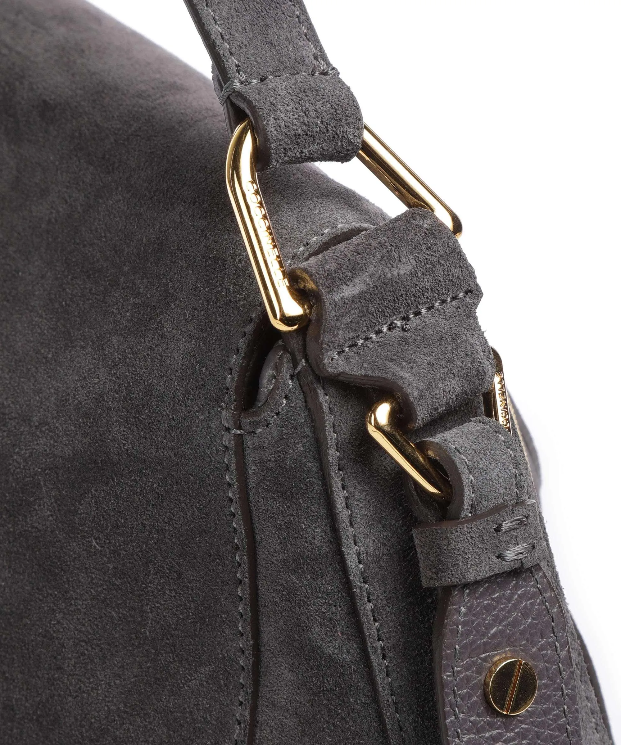  Coccinelle Sole Suede Borsa hobo pelle bovina ruvida grigio scuro  